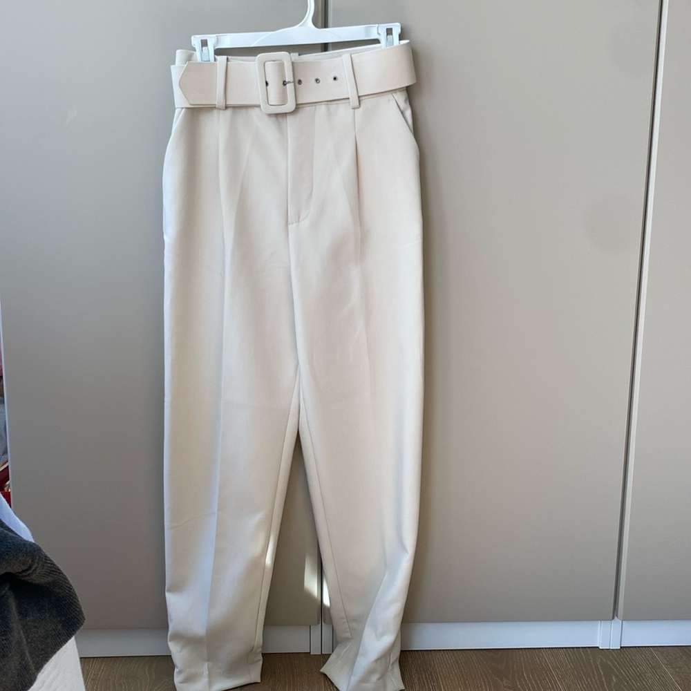 Zara Beige Belted Trousers